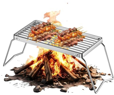 Rejilla para Parrilla Exterior | Rejilla Asador Plegable BBQ,Rejilla Cocina Portátil Para Verduras Setas Pollo, Cocina Exterior Para Reuniones Acampada