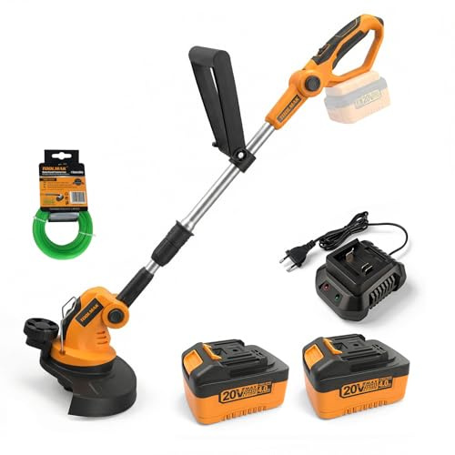 TOOLMAK Decespugliatore a Batteria 20V, Diametro di Taglio 26cm per Prato