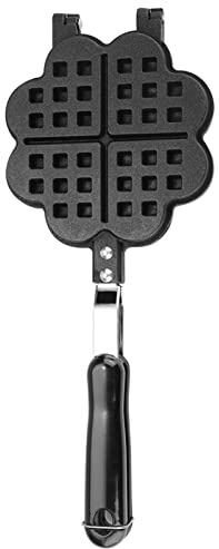 Gofrera en forma de corazón, bandeja para hornear gofres antiadherente, molde para gofres de aleación de aluminio con mango largo de aislamiento térmico, perfecto para estufa de