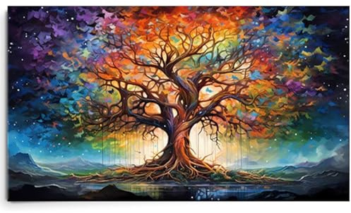 Artefizio Quadri Moderni Soggiorno Grandi, Albero Luminoso, Astratto Quadro Camera da Letto Su Tela Decorazioni Parete Bagno Cucina Ufficio Sala Da Pranzo (120L x 60l cm)