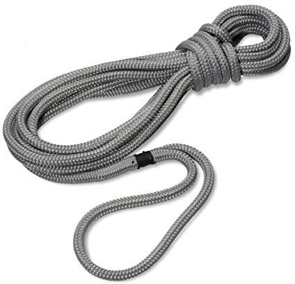 Seilflechter - Festmacher 12mm Ø, 8 m Länge, 40 cm Auge gespleißt & getakelt, Taifun Festmacherleine fürs Boot in Silbergrau, 2500 daN