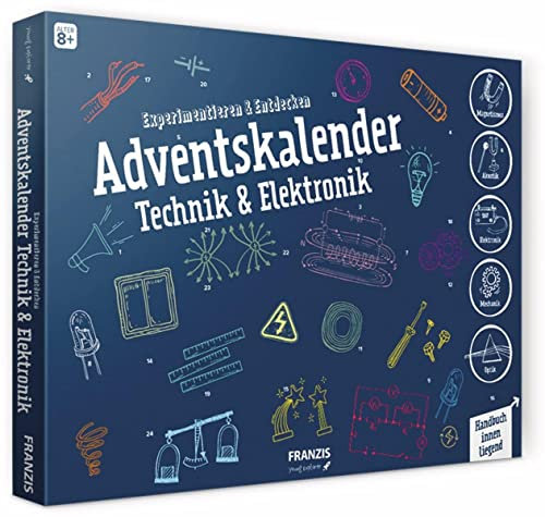 FRANZIS Adventskalender Technik & Elektronik | 24 spannende Versuche zum Experimentieren & Entdecken | Auch ohne Physikvorkenntnisse | Ab 8 Jahren
