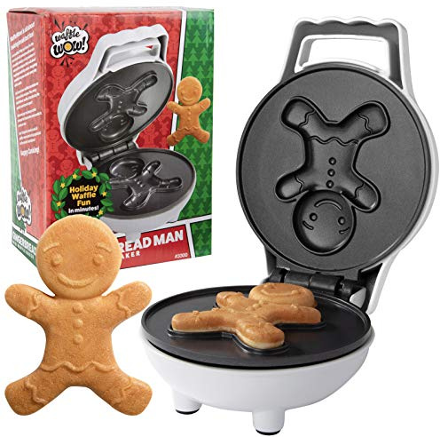 Gingerbread Man Mini Waffle Maker - Make Christmas Special for Kids with Cute 4 Waffle Iron, Electric Non-Stick Breakfast Device, Fun Gift for Holidays and Parties