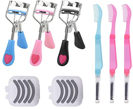14 Pc Eyelash Set, 3 in 1 Eyelash Curler with Comb & Brush, Refill Pads & Applicator Tool