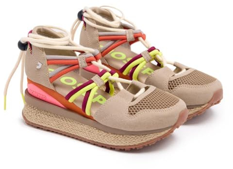 Beige Espadrille Wedge Sneakers for Women Tulare, Beige, 5 UK