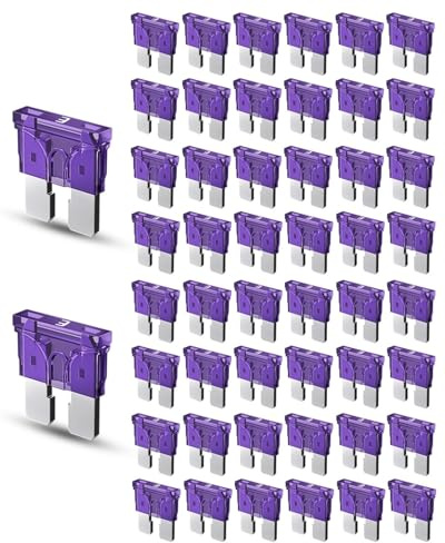 Riseuvo 50pcs 3A Standard Car Fuses - 3 AMP Automotive Fuses(ATO/APR/ATS), 32V (12/24V) Blade Fuse for RV/Truck/SUV