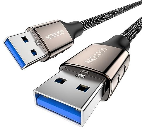 MOGOOD Câble USB 3.0 Mâle vers Mâle 2M - Extenseur Type A vers Type A pour Transfert de Données - Compatible avec Disques Durs et Autres Appareils