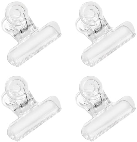 Clips à Puces, 4pcs Clips Transparents En Plastique Pinces Pour Sac à Puce Clips Bulldog Clips à Charnière Pinces Pour Sac Alimentaire Trombones Utilitaires Pour la Maison(L)