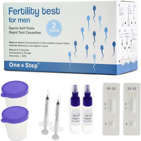 One Step Male Fertility Test Kit, 2‑Test Pack – Home Sperm Check Test for Men – Quick Male Fertility Rapid Test – Detects SP‑10 Protein & Estimates Sperm Concentration – in Vitro Infertility Aid