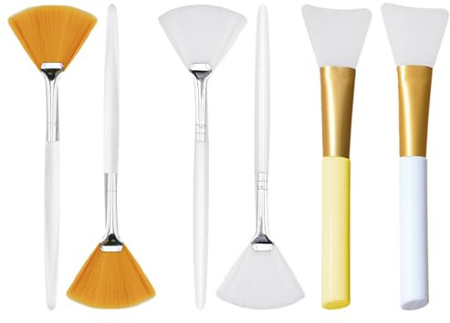 MAXQUU 6 pennelli per maschere facciali, pennelli a ventaglio con superficie morbida, pennello per maschera in silicone, strumenti per la bellezza del viso