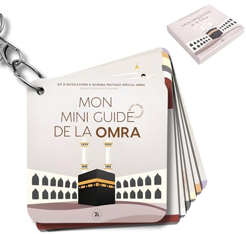 Guide de Poche Omra | Livre Invocations | Français Arabe Phonétique | Mini Guide Omra Pèlerinage Musulman | Rites Étapes Pas à Pas Pratique | Tour de Cou Islam Voyage Mecque | Bloom and Co Papeterie