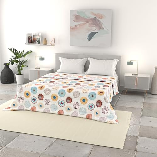 Italian Bed Linen Basic Sommer Steppdecke, Bedruckte mikrofaser, 250x240cm, Circle