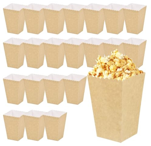 aghoer 20 bolsas para palomitas de maíz, cajas de papel kraft, bolsas reutilizables de cartón, recipientes pequeños para palomitas de maíz, para bodas, noches de cine o fiestas