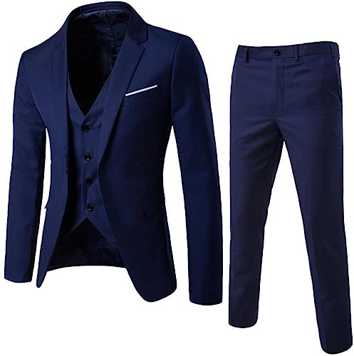 Meaunzyl Abiti Uomo Invernali Completi 3 Pezzi Slim Fit Formale Vestito Tinta Unita con Un Bottone Giacca Gilet Pantaloni Abito da Lavoro Dinner Classica Blazer Vintage per Matrimoni E Affari