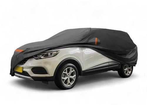 A ABSOPRO Copertura Auto per Renault Kadjar 2015-2021 PEVA Spunlace Cotone Esterno Copertura Auto Completa Impermeabile Antivento Sole Pioggia Neve Protezione con Cerniera Porta Nero