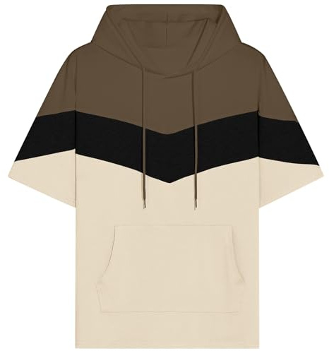 RUIZEHONG Felpa Maniche Corte con Cappuccio Uomo Cotone Maglietta con Cappuccio T-Shirt Sportiva Estate