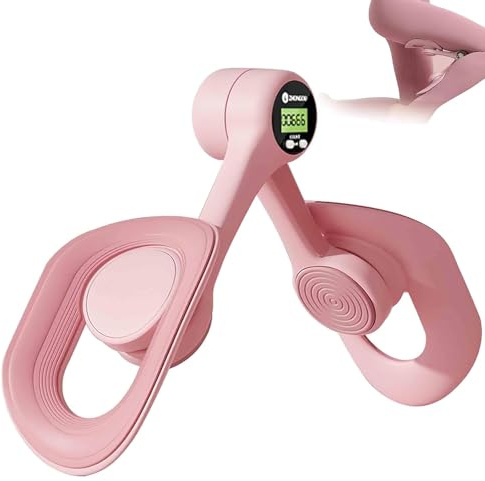 Oberschenkeltrainer für Frau und Männer, Beckenboden-Trainer mit Digitaldisplay & Zählfunktion, Arm und Beintrainer Trimmer | Intelligentes Fitnessgerät für Zuhause (rosa)