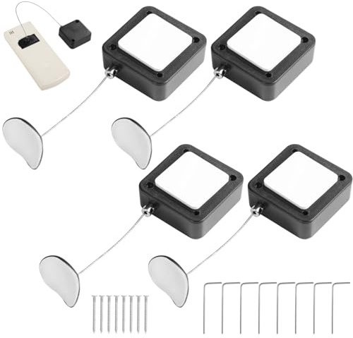 4 PCS Retractable Remote Control Cable Tethers, 6.5 Ft Retractable Anti-Theft Tether Lock for Electronics, Self-Adhesive or Drilling Installation, Adjustable Retention Length