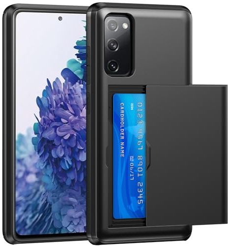 SZSSZSM Coque Portefeuille pour Samsung Galaxy S20 FE avec Porte Carte Fente Caché, Housse Protection Antichoc Double Couche, Étui pour Samsung S20 FE (6,5 Pouces), Noir