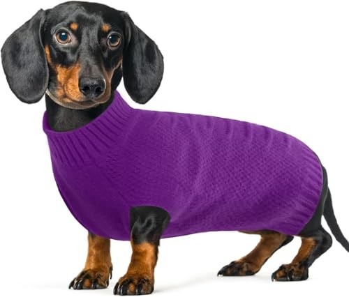 IECOii Dog Jumpers,Dog Sweater For Medium Dogs Girl And Boy,Thermal Knitted Dogs Christmas Jumper For Cold Weather,Small Medium Dog's Jumper For Christmas Outfits,Pug,Dachshund Sweaters,Purple,M