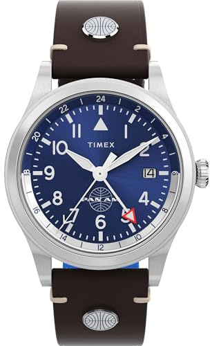 Timex Men's X Pan Am Chronograph Watch, Brown/Stainless Steel/Blue/Silver