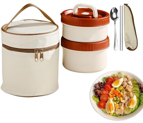 Rrlihjgu Porta Pranzo per Adulti - Porta Pranzo Termico per Lavoro - Contenitori Multistrato per Preparazione Pasti Ciotola adatta al Microonde per Viaggio Picnic Scuola e Esterno per Uomini Donne e