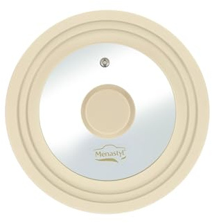 MENASTYL - Couvercle universel multitaille 16/18/20 cm en verre trempé et silicone souple - Anti-éclaboussures - Résistant, ergonomique et compatible lave-vaisselle - Idéal casseroles et poêles