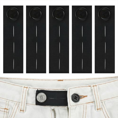 DOPENSPI 5 Stück Hosenbunderweiterung, 3 Loch Verstellbar Hosenerweiterung Schwangerschaft Jeans Bund Expander Taillenverlängerungen für Gewichtsschwankungen, Frühschwangerschaft