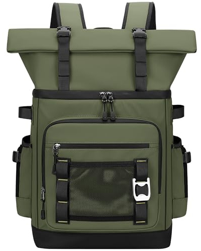 Youngoa 40L Cooler Backpack, Large Leakproof Insulated Cool Bag Rucksack | Expandable Waterproof Thremal Picnic Backpack for Men & Women, Green