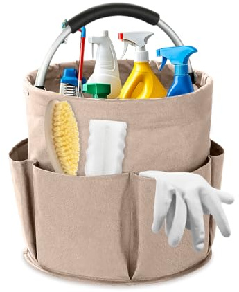 Porta Prodotti Pulizia Organizer 17 L,Secchio Porta Detersivi,SZMK Carrello Pulizie con Manico,Contenitore per Utensili per La Pulizia,Borsa per Pulizie Pieghevole,Borsa per Attrezzi da Giardino
