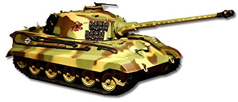 ES-TOYS RC Panzer mit Schussfunktion Deutscher Königstiger - Henschelturm 1:16 Heng Long mit Rauch und Sound, Metallgetriebe+Metallketten+2,4Ghz -PRO