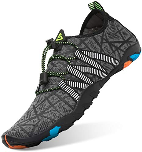 SAGUARO Badeschuhe Herren Wasserschuhe Männer Strandschuhe Damen Aquaschuhe Neoprenschuhe rutschfeste Schwimmschuhe Lichtgrau 43 EU