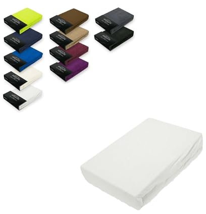 EXKLUSIV HEIMTEXTIL Frottee Spannbettlaken 200 x 220 cm 80% Baumwolle, 20% Polyester Öko - Tex Zertifiziert, Markenqualität, Matratzenhöhe bis 35 cm, Weiß