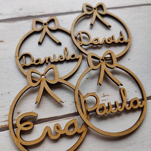 Adorno navidad árbol bola de madera personalizadas con cordel para colgar, Ornamento Decoraciones colgantes de Navidad Christmas tree 2023 2024 christmas