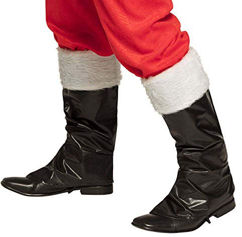 Boland 13397 - Stiefelstulpen Weihnachtsmann, schwarz-weiß, Überzieher für Schuhe und Stiefel, Nikolaus, Kostüm, Karneval, Mottoparty