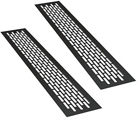 sossai® Aluminium Lüftungsgitter - Alucratis (2 Stück) | Rechteckig - Maße: 44 x 8 cm | Farbe: Schwarz | pulverbeschichtet