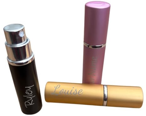 Yourdesign Personalised Travel Perfume or Aftershave Atomiser - Mini Bottle Great for Handbag Refillable Customised with Name - Birthdays, Wedding