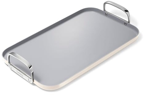Caraway Double Burner Griddle - 19x12” Griddle Pan - Non-Stick Ceramic Coated - Non Toxic, PTFE & PFOA Free - Oven Safe & Compatible with All Stovetops - Cream