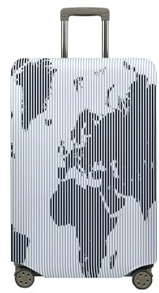 Surwin Cubierta de Equipaje Protectora Elástico Anti-Polvo Patrón 3D Funda de Maleta Luggage Cover con Cremallera Viaje Cubierta de la Caja (Telas a Rayas,XL (30-32 Pulgadas))