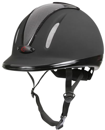 RL24 - Reithelm Carbonic von Covalliero | Reitkappe Kinder, Damen & Herren | mit 3-Punkt-Befestigung & optimalem Belüftungssystem | Helm zum Reiten | Reiterhelm in Anthrazit | Größe L/XL