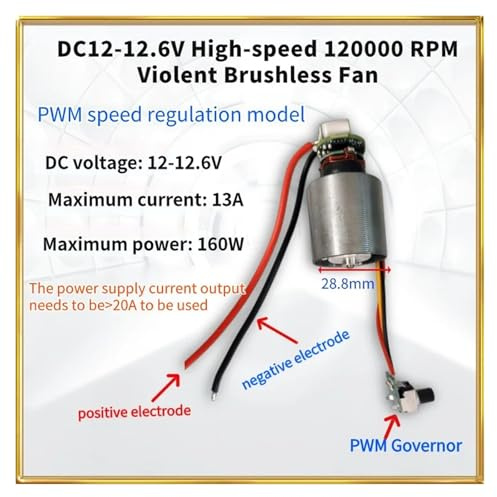DC 12-12,6 V våldsam blowing 160 W fläkt 120 000 rpm höghastighet borstlös elektrisk start IINKUEYK(Power on conversion)