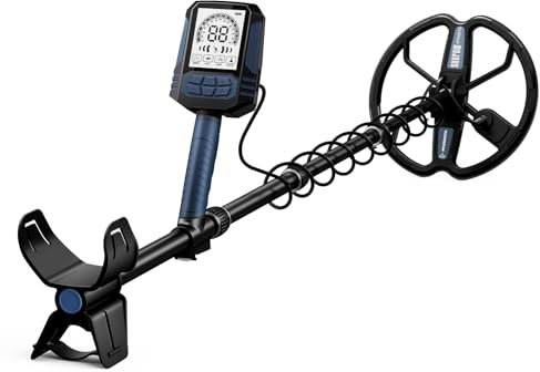 SUNPOW Wiederaufladbarer Metalldetektor für Erwachsene – 11 Dual-D-Spule, 35h Lithium-Akku, 10 Empfindlichkeitsstufen, 4 Suchmodi, 7-Metall-ID, IP68 Wasserdicht, mit Schaufel, Rucksack & Kopfhörer