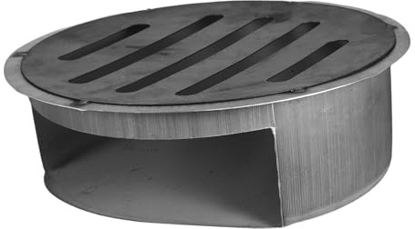 BESTonZON Wood Stove Ash Pan Fire Pit Ash Collection Tray with Grate for Outdoor Bbq and Camping 26cm Diameter Heavy Duty Steel