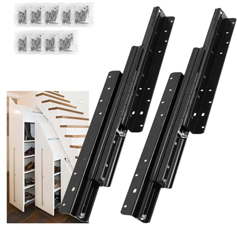 YJINGRUI Glissière lourde pour tiroirs, 100 à 225 cm, capacité de charge de 120 kg, rails métalliques à roulement à billes, convient pour les escaliers, les armoires à vin, les armoires murales et les