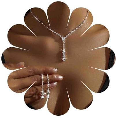 Cybche Vintage Orecchini Matrimonio Collana Set Lungo Strass Nappe Orecchini Argento Strass Pendente Choker Cubic Zirconia Collana Da Sposa Cz Y Lariat Goccia Dop Cristallo Set Di Gioielli Da Sposa