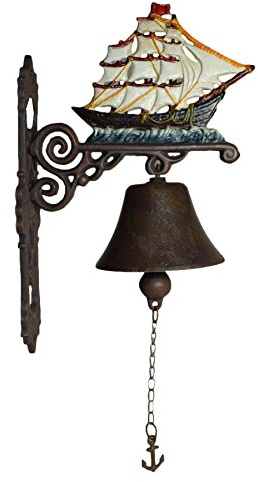 AB Tools Ship Sail Boat Pirate Galleon Bell Gate Cast Iron Sign Plaque Door Wall House