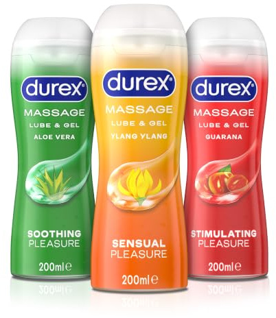 Durex Lubes, Bundle of Massage lubricants, 3 x 200 ml (Packaging May Vary)