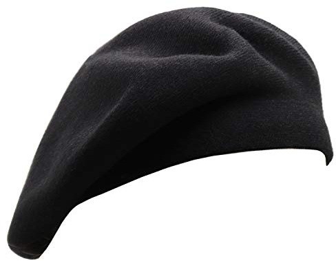 Wheebo French Beret Hat, Reversible Solid Color Beret Cap for Womens Girls Lady Adults (Black)