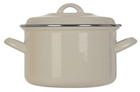 Porter Casserole Dish with Lid, Enamel, Small, 2.6 Litre - White