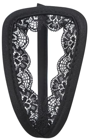 TiaoBug Damen Sexy C-String Ouvert String Micro Mini Tanga Elegant Oganza Pailletten Hipster Panties Erotik Unterhosen Schwarz Einheitsgröße